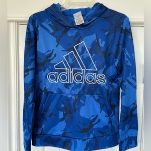 Adidas - Boys Blue Camo Hoodie - L (14/16)